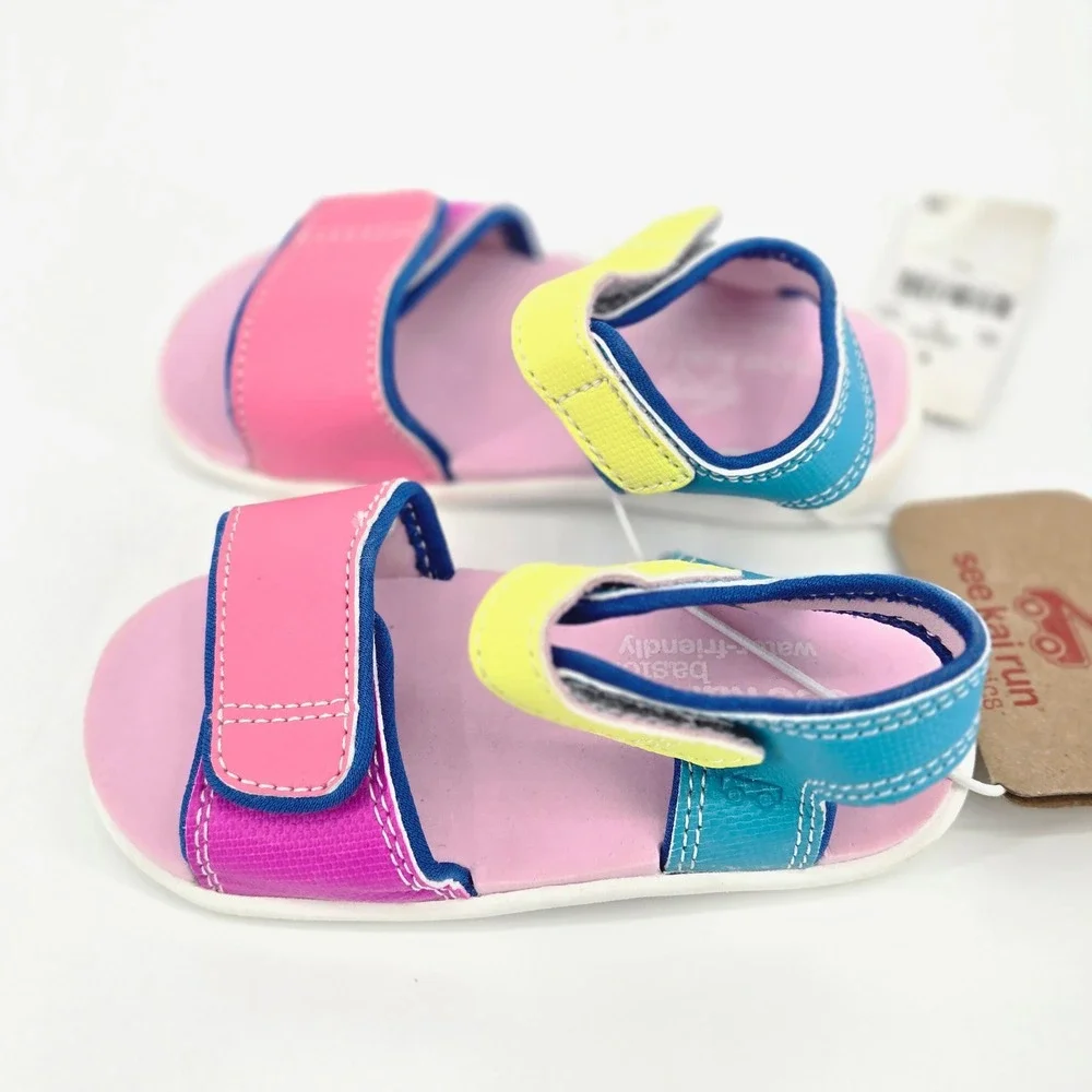 See Kai Run Basics Logan Multi Color Block Sandals Toddler Kids Size 6 NWT